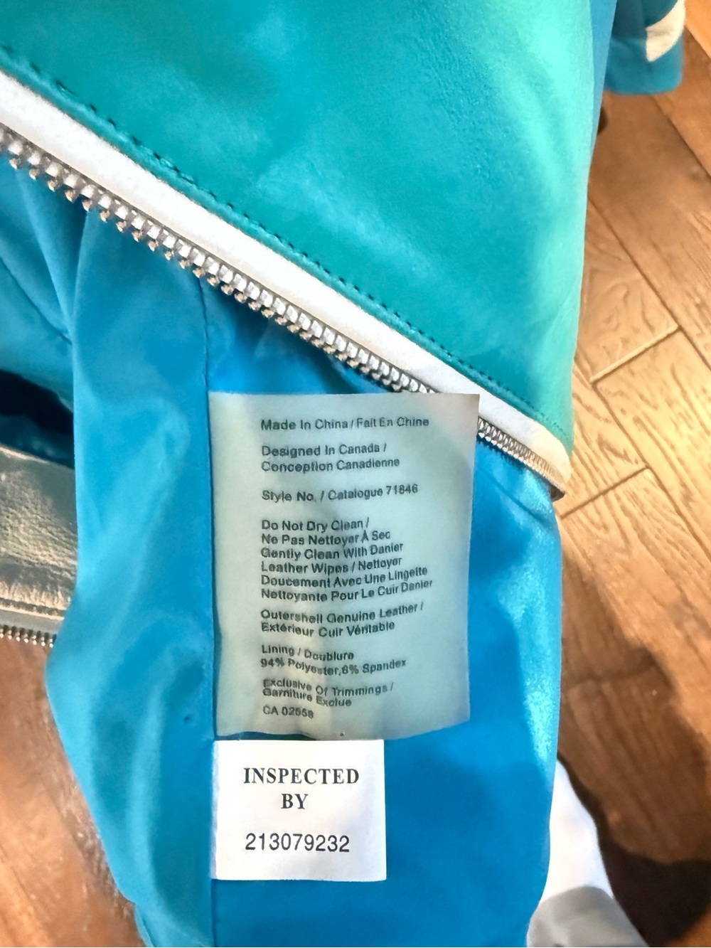 Danier Genuine Leather Teal Blue White Colourblock Moto Jacket 2XS Y2K - Picture 4 of 10